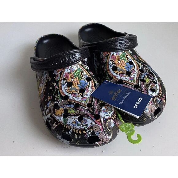 Crocs Classic Harry Potter Vera Bradley Clog Sandals Black Multi Men’s Sz 13 NEW - Picture 2 of 12